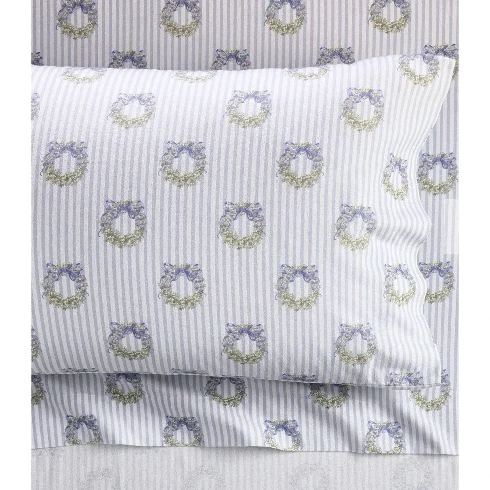 Pottery Barn Teen‎ Georgia Wreath Organic Flannel Sheet Set TWIN XL Winter Sham